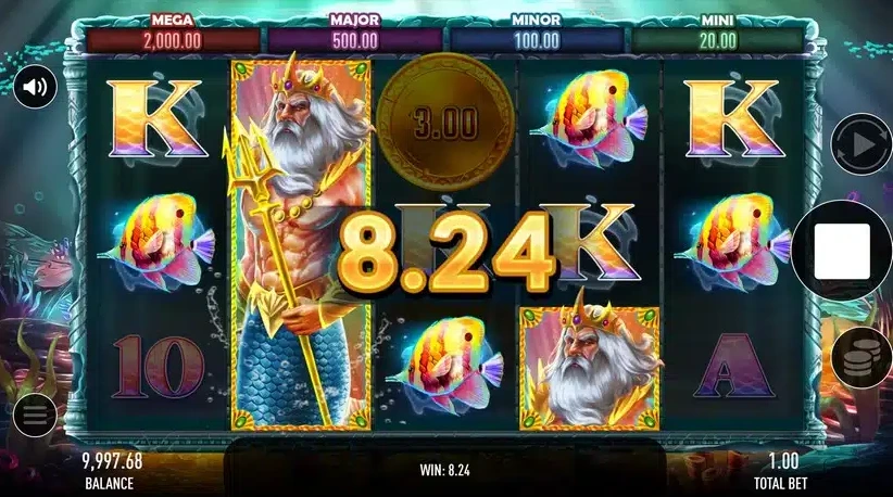 Снимок игрового слота Triton's Realm, демонстрирующий морскую тематику с детализированными символами и качественной графикой